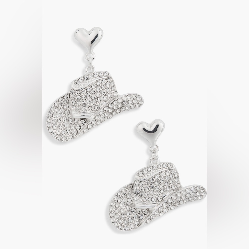 Leith Silver Heart and Cowboy Hat Earrings